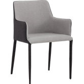 Renee Dining Arm Chair in Grey & Dark Slate Fabric on Steel